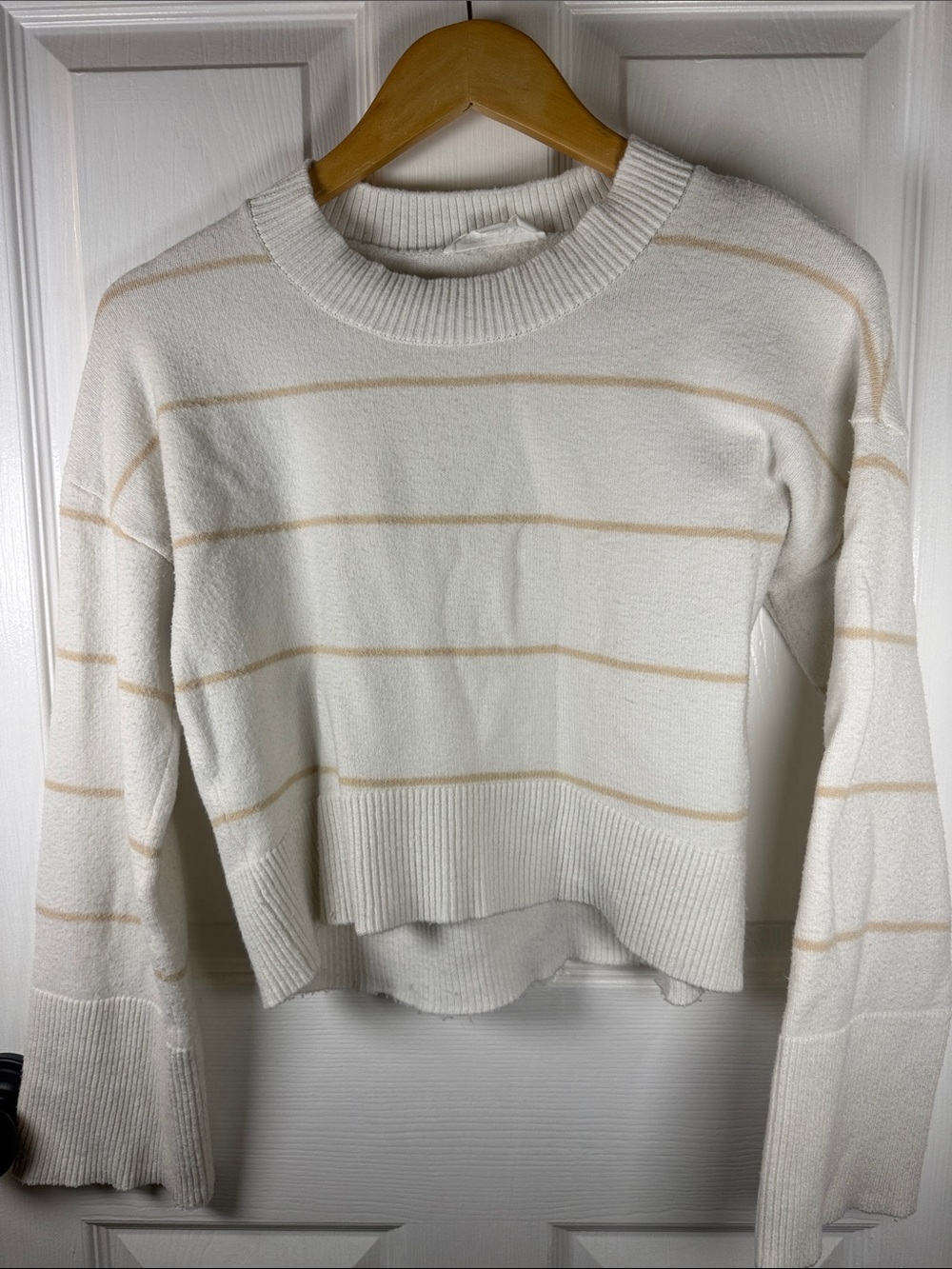 Hippie Rose Cream Sweater with Beige Stripes